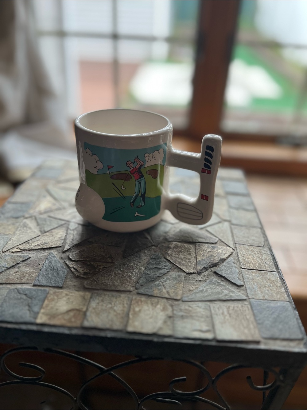 Golf-Themed Ceramic Mug with Club Handle - White